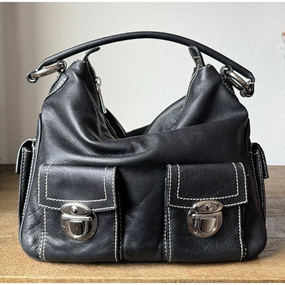 Marc Jacobs Bag Blake Hobo Black Leather Multi Pocket Y2K Shoulder Bag
